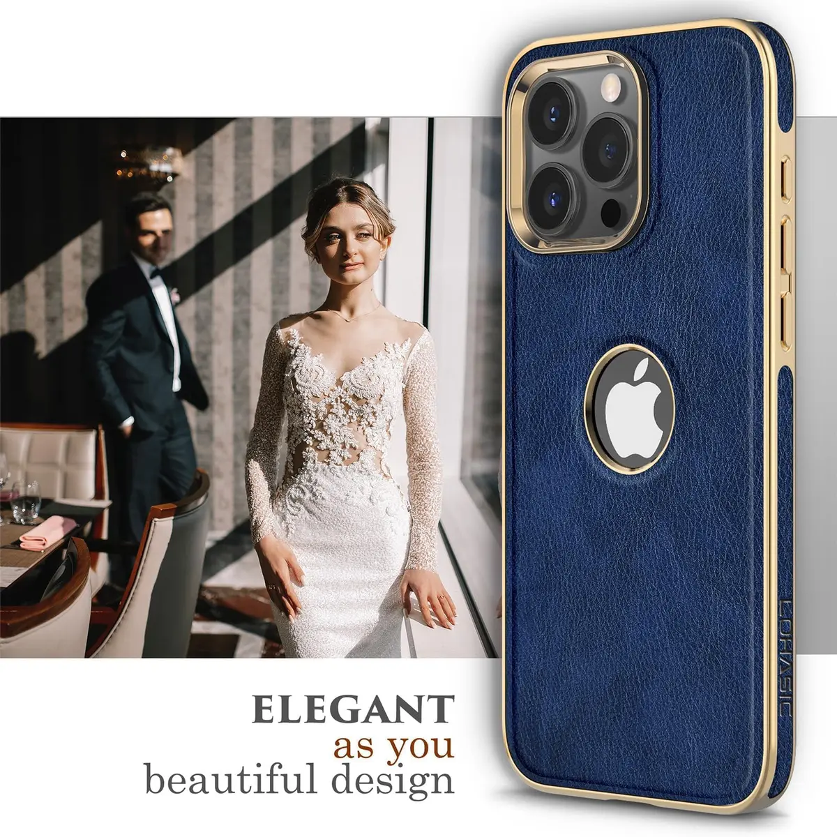 LOHASIC for iPhone 15 Pro Max Case Leather, MagSafe Magnetic Case, Blue | Luxury Vegan PU Leather with MagSafe Compatibility - view 5
