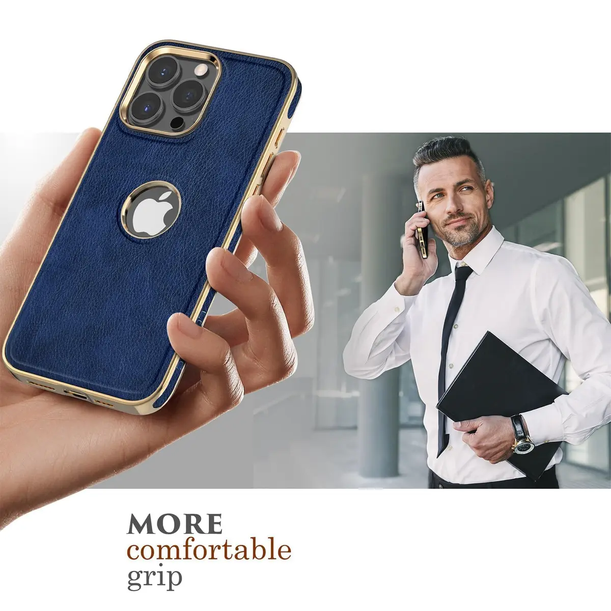 LOHASIC for iPhone 15 Pro Max Case Leather, MagSafe Magnetic Case, Blue | Luxury Vegan PU Leather with MagSafe Compatibility - view 7