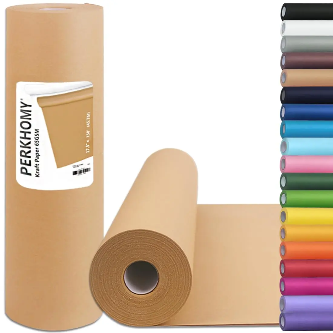 PH PERKHOMY Brown Kraft Paper Roll 17.5" x 150' | Versatile Gift & Craft Wrap (70GSM) - main product image