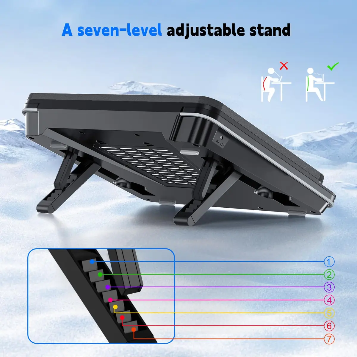 IETS GT600 Laptop Cooling Pad with 5.5-inch Turbo-Fan & Magnetic Sealed Foam | 14.1-19.3 inch Adjustable Gaming Laptop Cooler - view 7