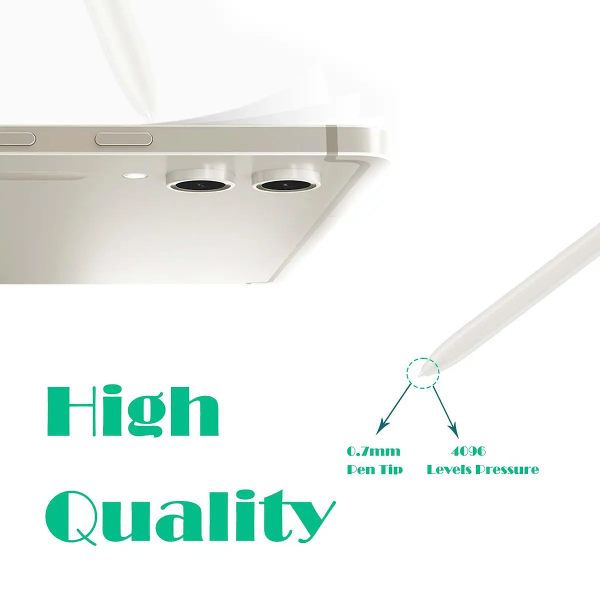 CaoXiong Galaxy Tab S9 S Pen Replacement Beige | 4096 Pressure Levels, Precise Control - view 2
