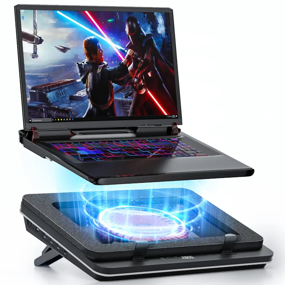 IETS GT600 Laptop Cooling Pad with 5.5-inch Turbo-Fan & Magnetic Foam Seal, 14.1-19.3 inch Gaming Laptop Cooler with 3-Port USB Hub & Dust Filter - main product image