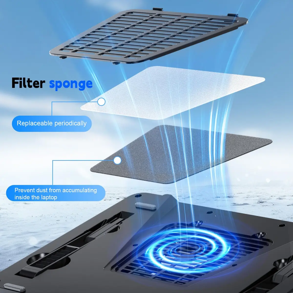 IETS GT600 Laptop Cooling Pad with 5.5-inch Turbo-Fan & Magnetic Foam Seal, 14.1-19.3 inch Gaming Laptop Cooler with 3-Port USB Hub & Dust Filter - view 5