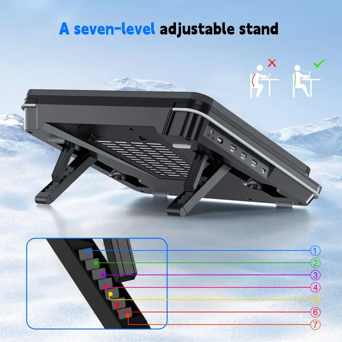 IETS GT600 Laptop Cooling Pad with 5.5-inch Turbo-Fan & Magnetic Foam Seal, 14.1-19.3 inch Gaming Laptop Cooler with 3-Port USB Hub & Dust Filter - view 7