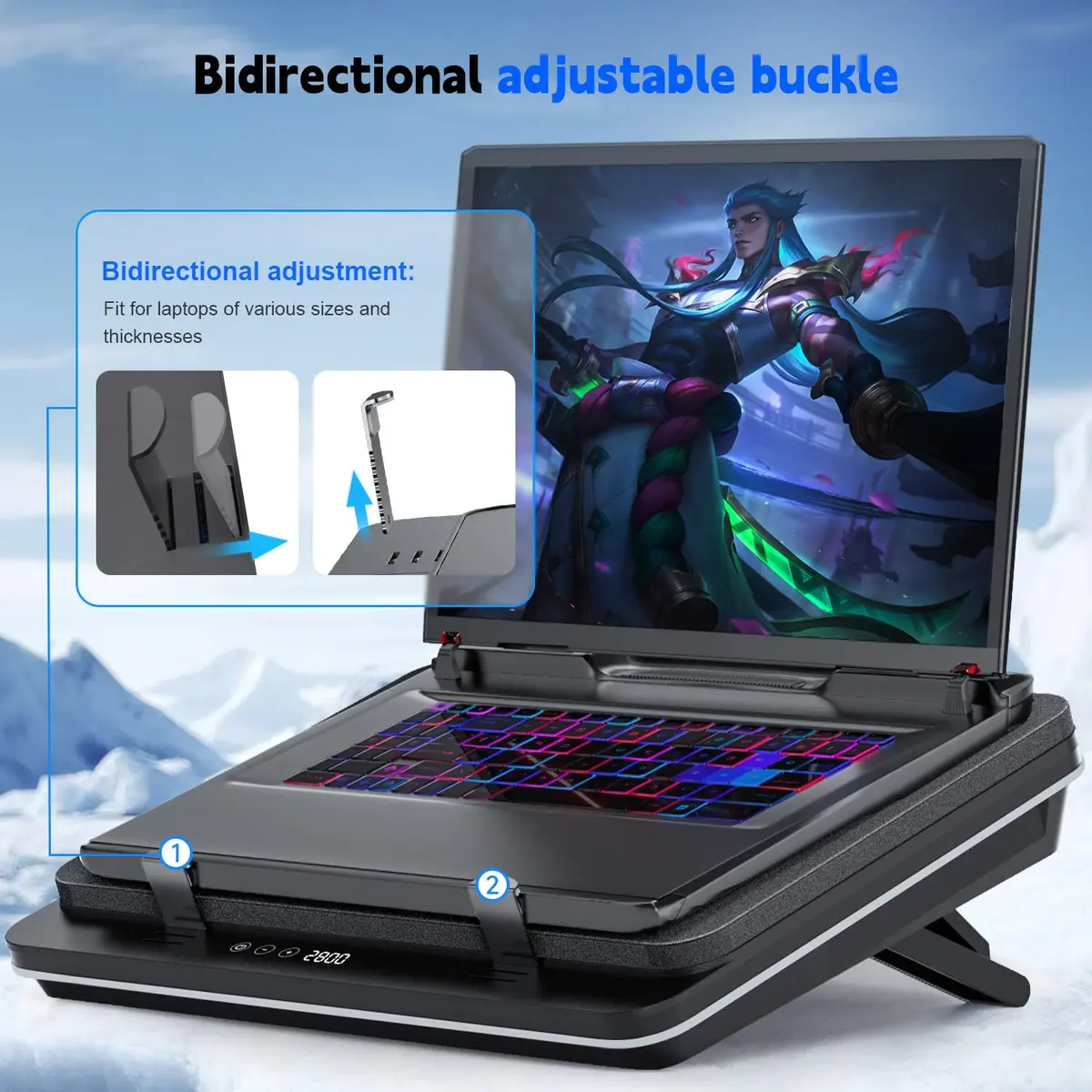 IETS GT600 Laptop Cooling Pad with 5.5-inch Turbo-Fan & Magnetic Foam Seal, 14.1-19.3 inch Gaming Laptop Cooler with 3-Port USB Hub & Dust Filter - view 4