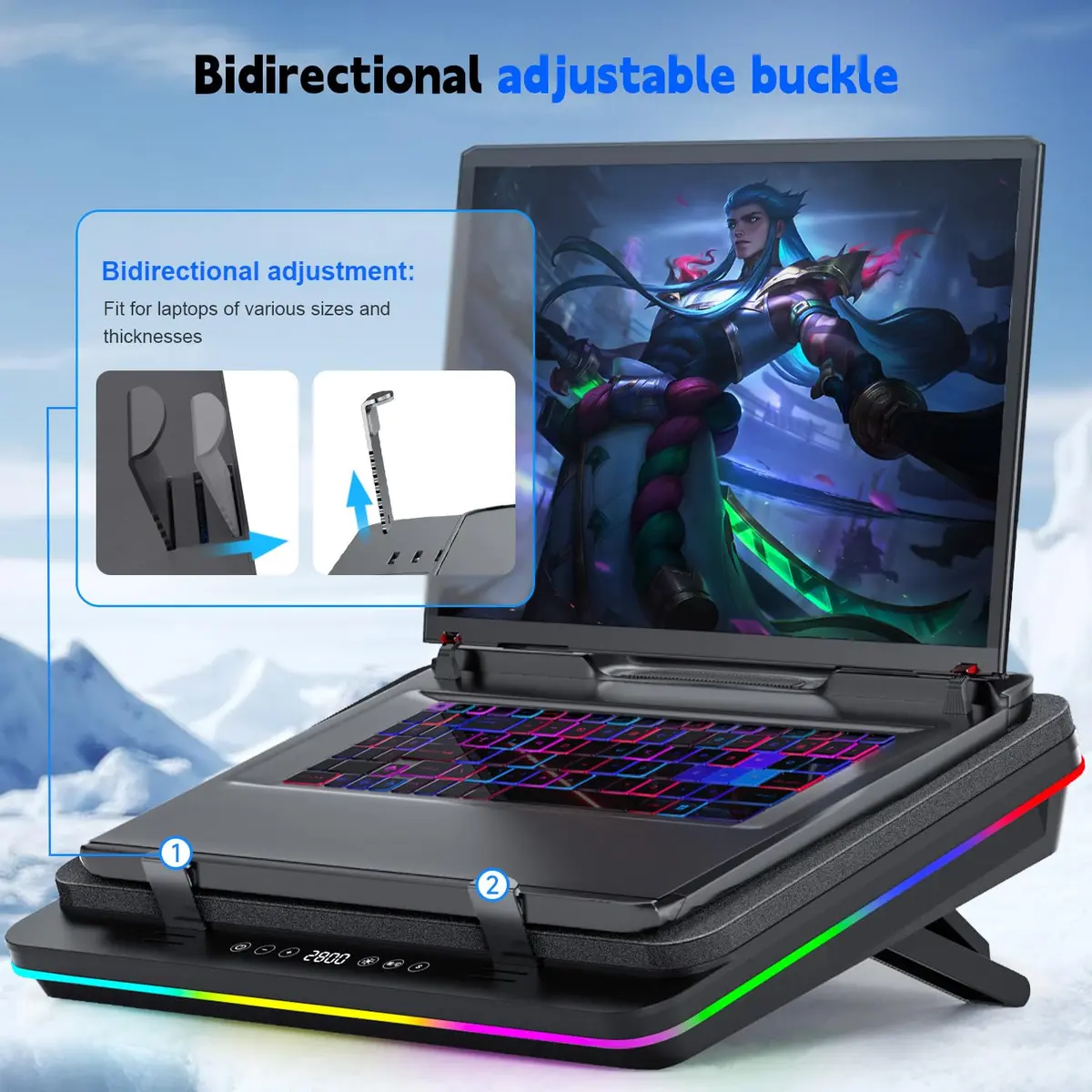 IETS GT600 RGB Laptop Cooling Pad 14.1-19.3 inch | Powerful Turbo-Fan & RGB Lighting - view 5