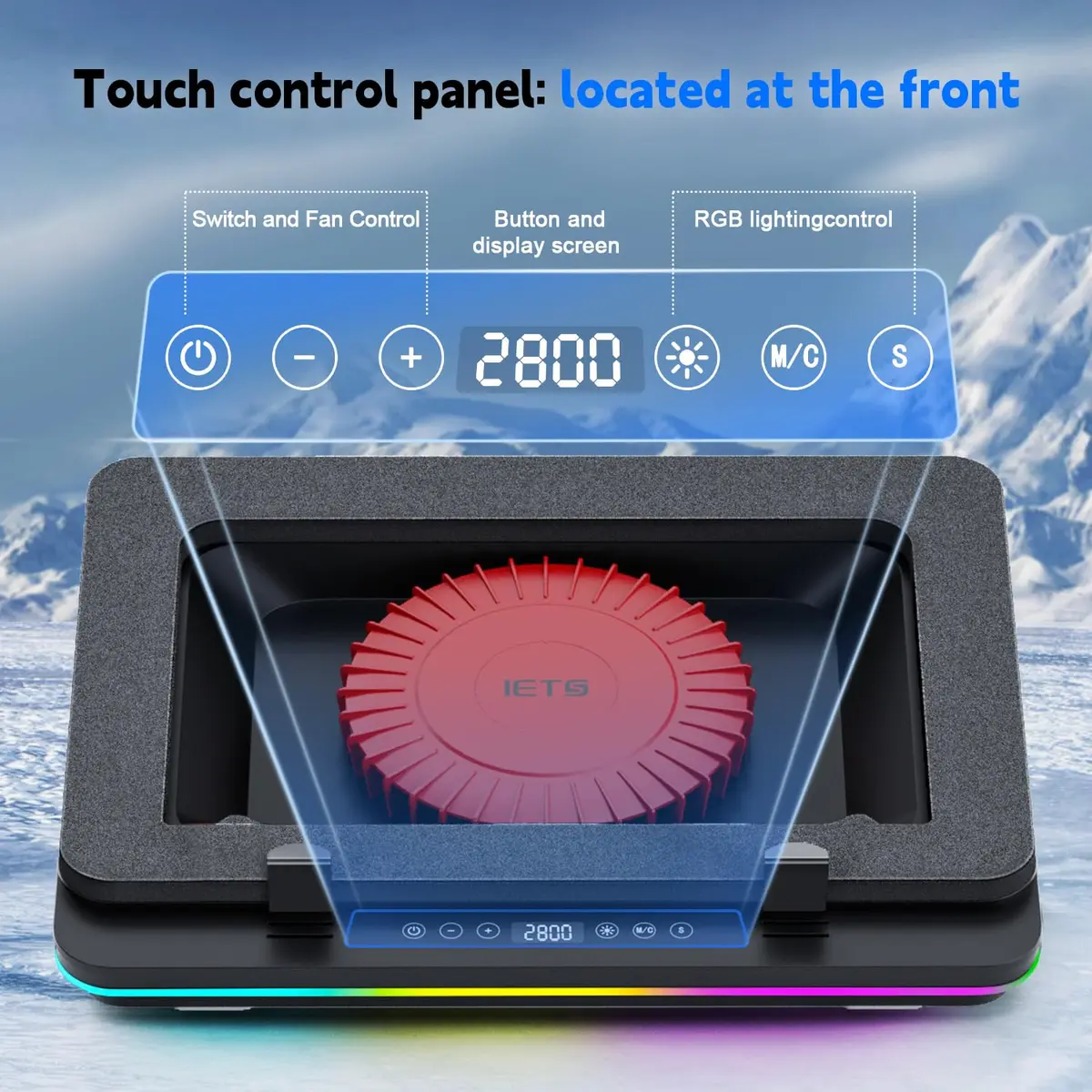IETS GT600 RGB Laptop Cooling Pad 14.1-19.3 inch | Powerful Turbo-Fan & RGB Lighting - view 7