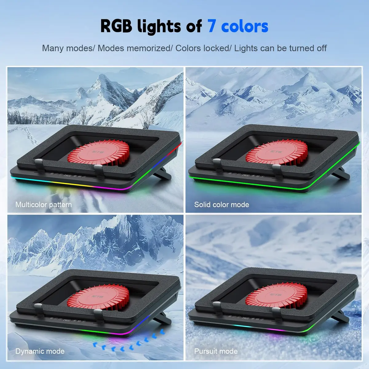 IETS GT600 RGB Laptop Cooling Pad 14.1-19.3 inch | Powerful Turbo-Fan & RGB Lighting - view 4