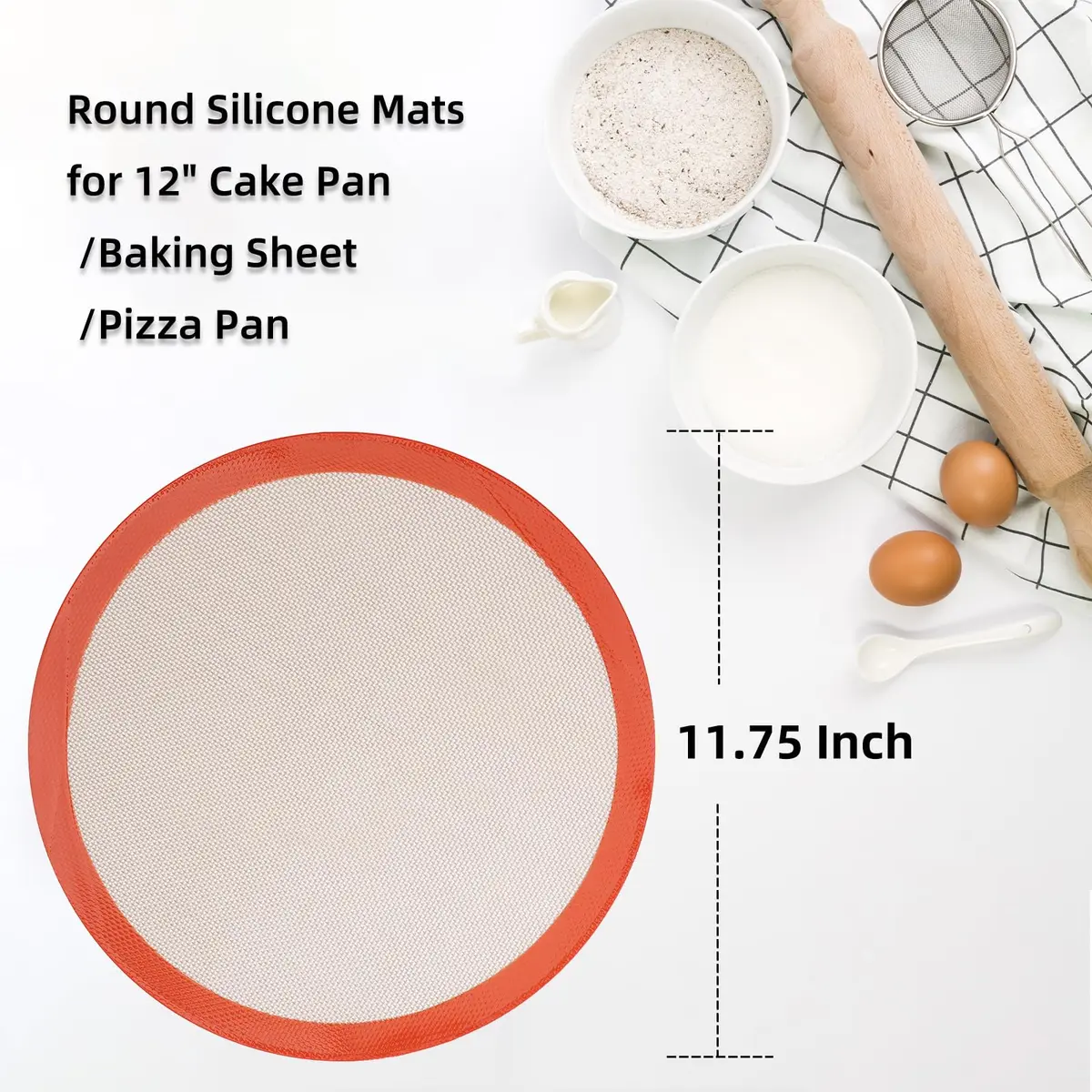 AMYONE Round Silicone Baking Mat 11.75" | Non-Stick, Food Grade, Reusable - view 2