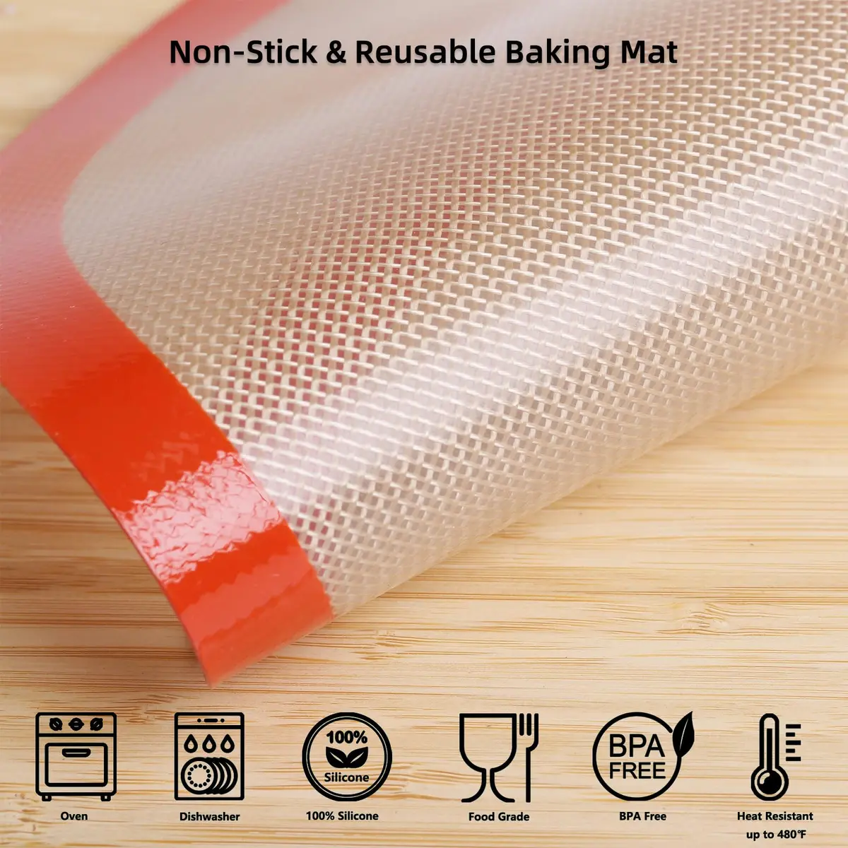 AMYONE Round Silicone Baking Mat 11.75" | Non-Stick, Food Grade, Reusable - view 3