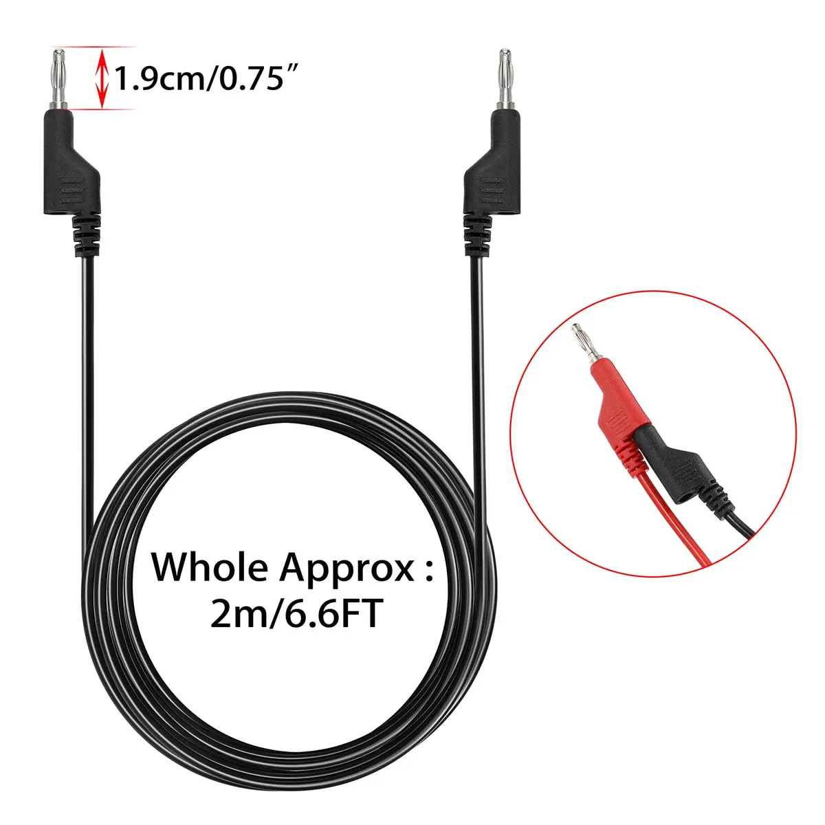 Sumnacon 5Pcs 4mm Banana to Banana Plug Test Leads 2M | Flexible, Stackable, 1000V/15A - view 3