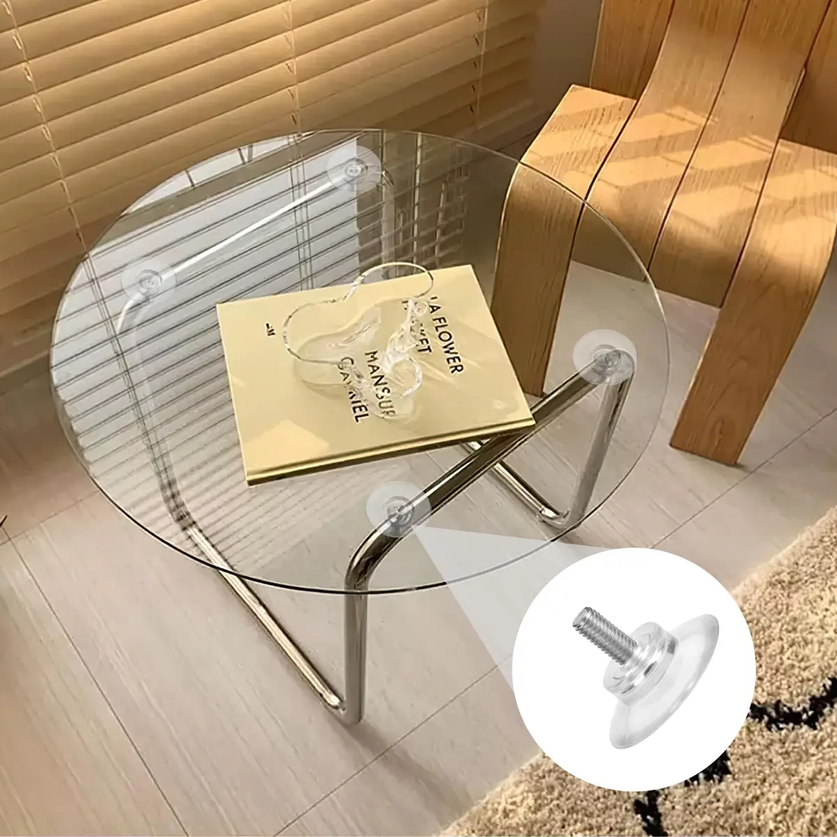 Sankoly Glass Table Top Suction Cup 1.3 Inches | Heavy Duty Support & Adjustable Height - view 5