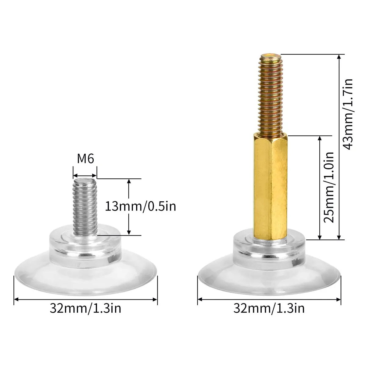 Sankoly Glass Table Top Suction Cup 1.3 Inches | Heavy Duty Support & Adjustable Height - view 2