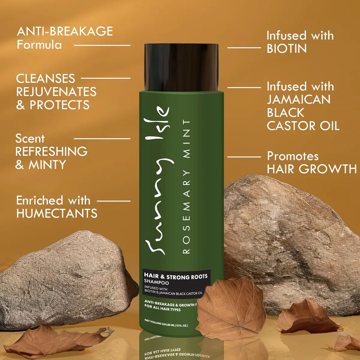 Sunny Isle Rosemary Mint Hair & Strong Roots Shampoo 12oz | Biotin Infused, Color Safe, Strengthening Formula - view 5