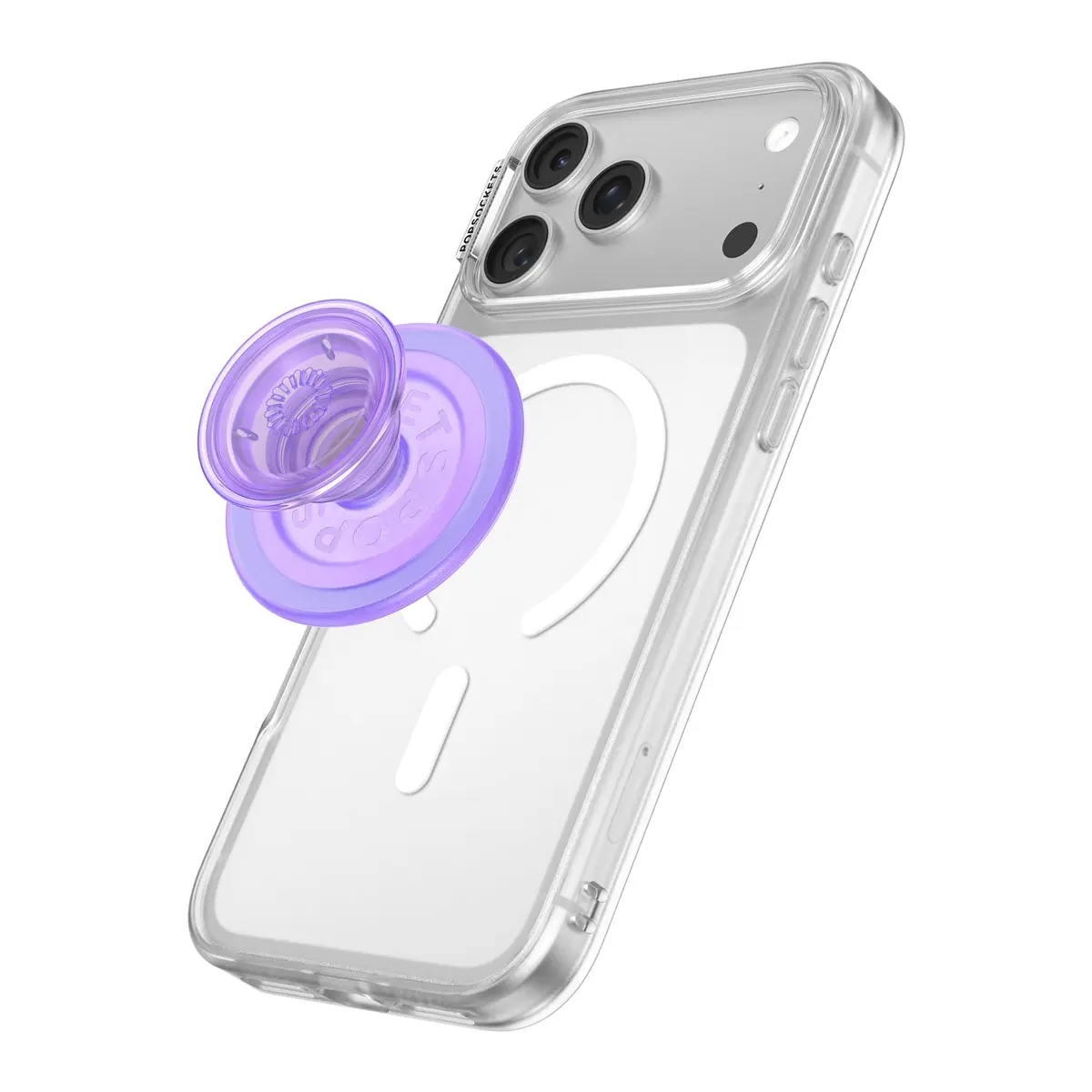 PopSockets Phone Grip for MagSafe, Magnetic Holder- Clear Lavender | Secure Magnetic Stand & Grip - main product image