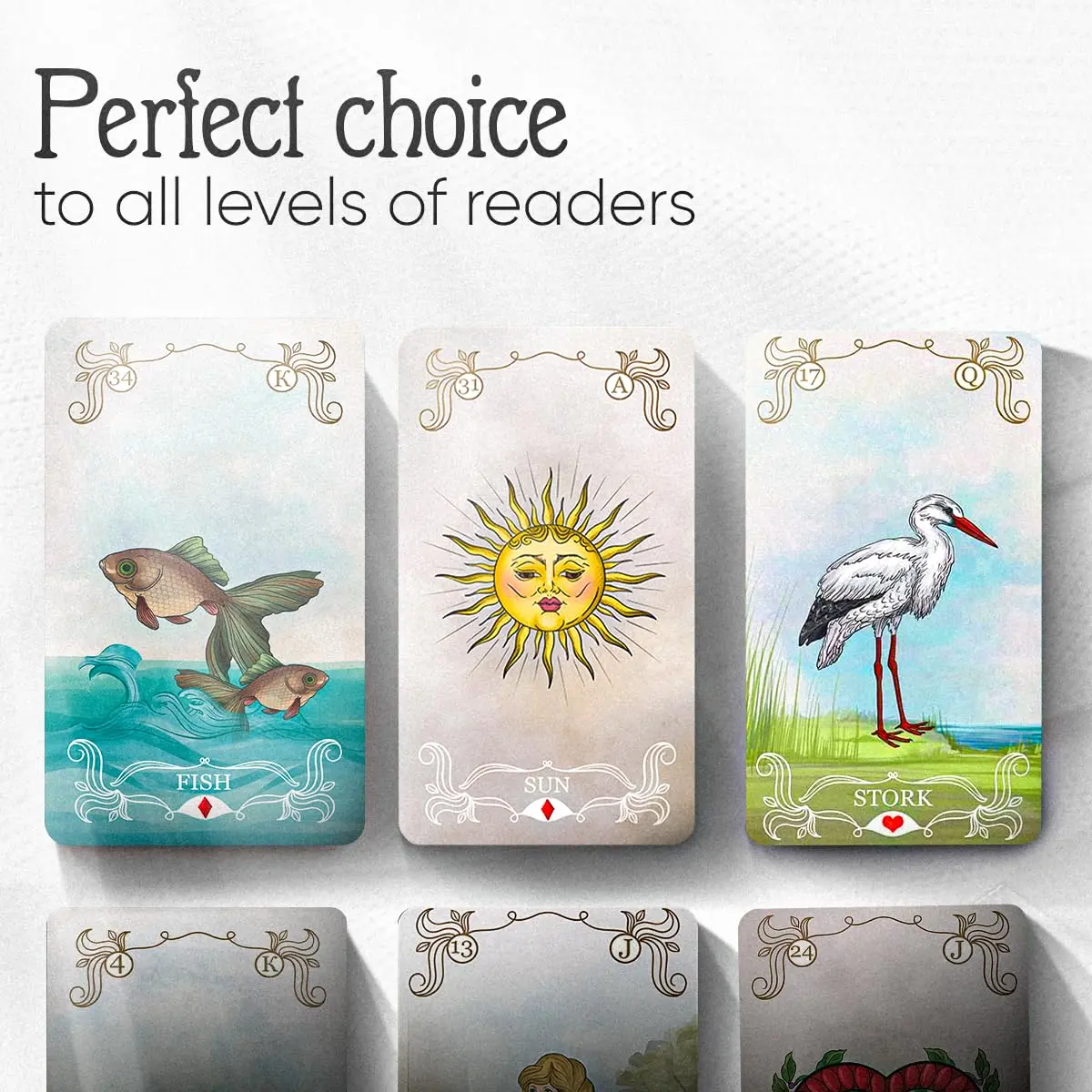 OMNITO Borderless Oracle Magic Lenormand Deck | Wisdom Cards for Love and Life | Vintage 36-Card Set with Guide Book for Soul, Destiny, and Fortune Reading - view 6