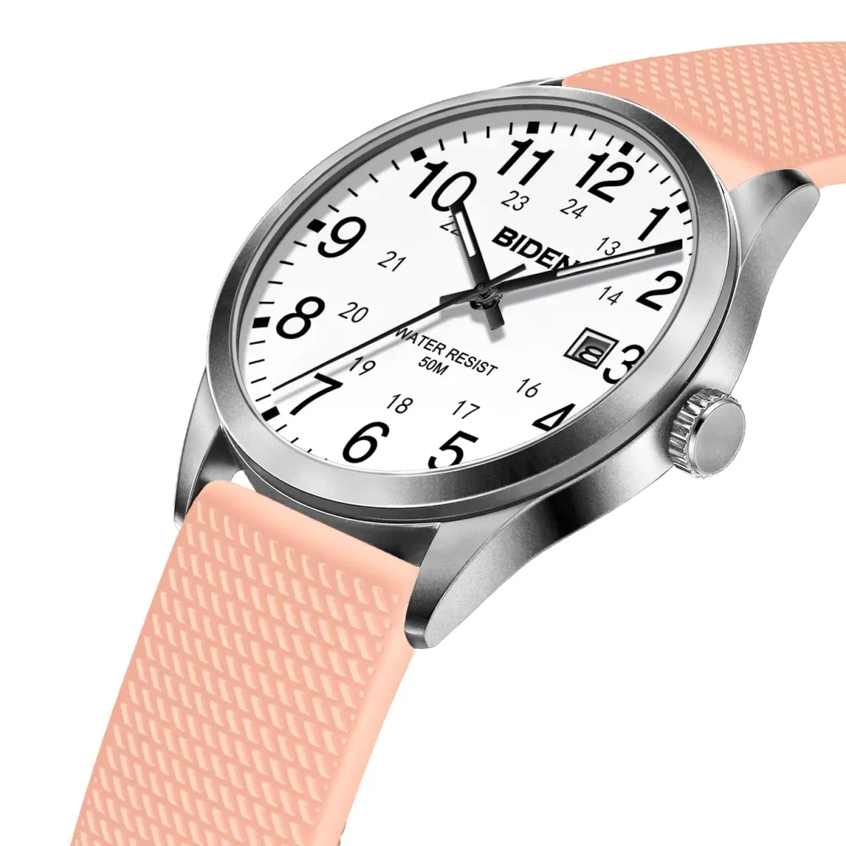 LN LENQIN Men's Analog Quartz Sports Watch 40mm Pink | Military Time with Luminous Dial - view 2