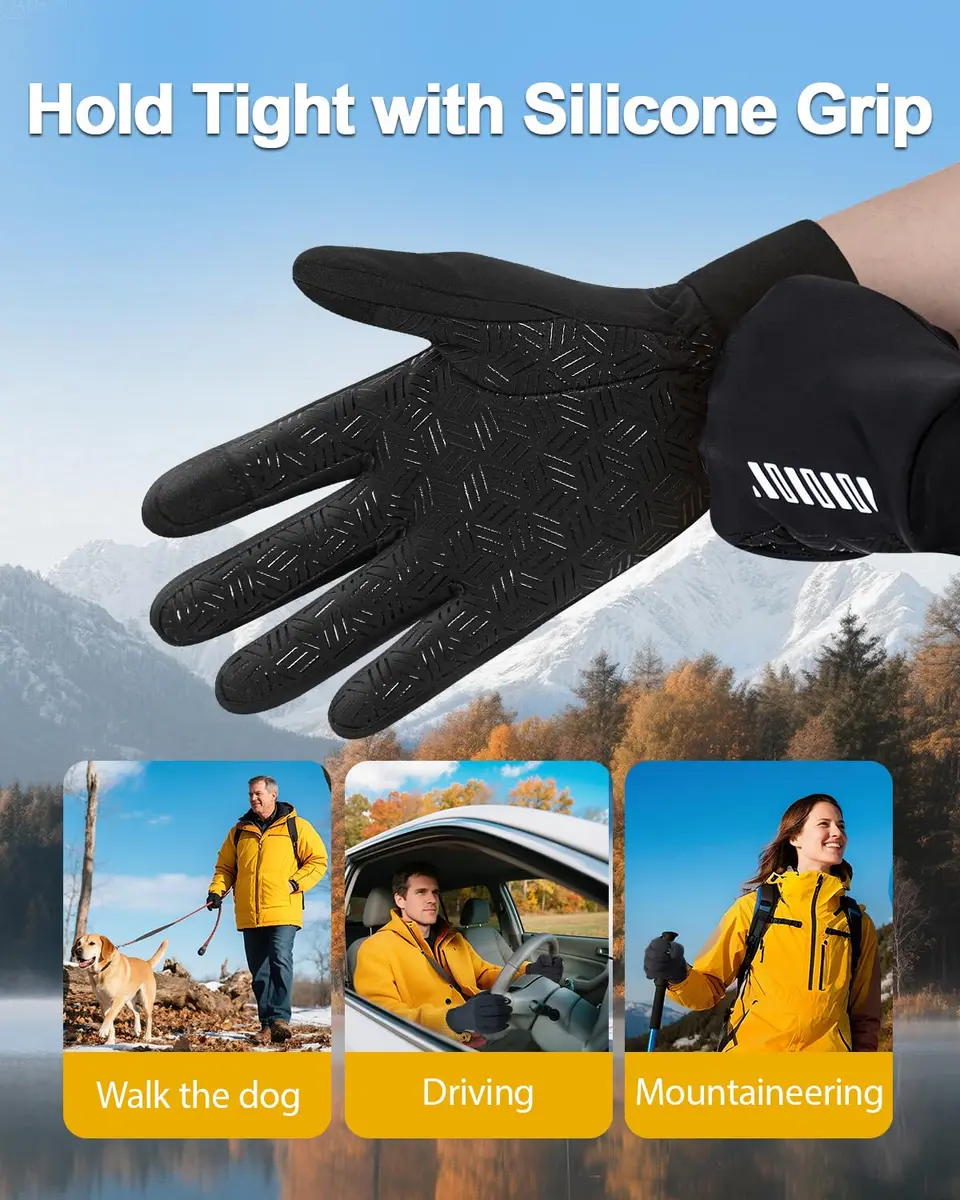 RIGWARL Lightweight Warm Winter Gloves for Men & Women, Black, L | Touchscreen Compatible & Windproof - view 5