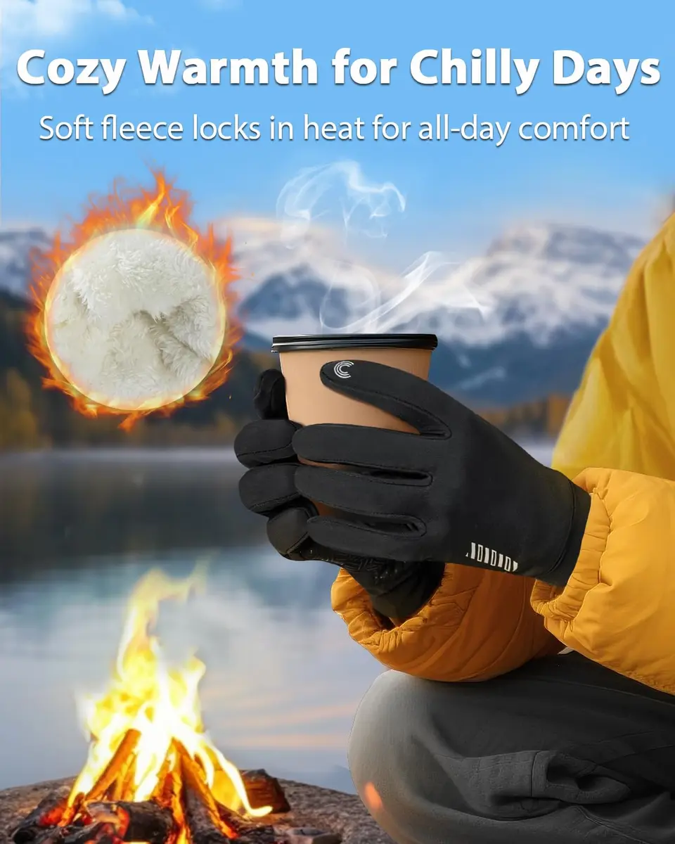 RIGWARL Lightweight Warm Winter Gloves for Men & Women, Black, L | Touchscreen Compatible & Windproof - view 2