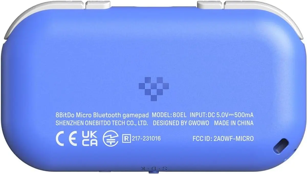 8Bitdo Micro Bluetooth Gamepad Pocket-sized Mini Controller Blue | 5cm (1.97in) x 10cm (3.94in) x 1.27cm (0.5in) - view 4