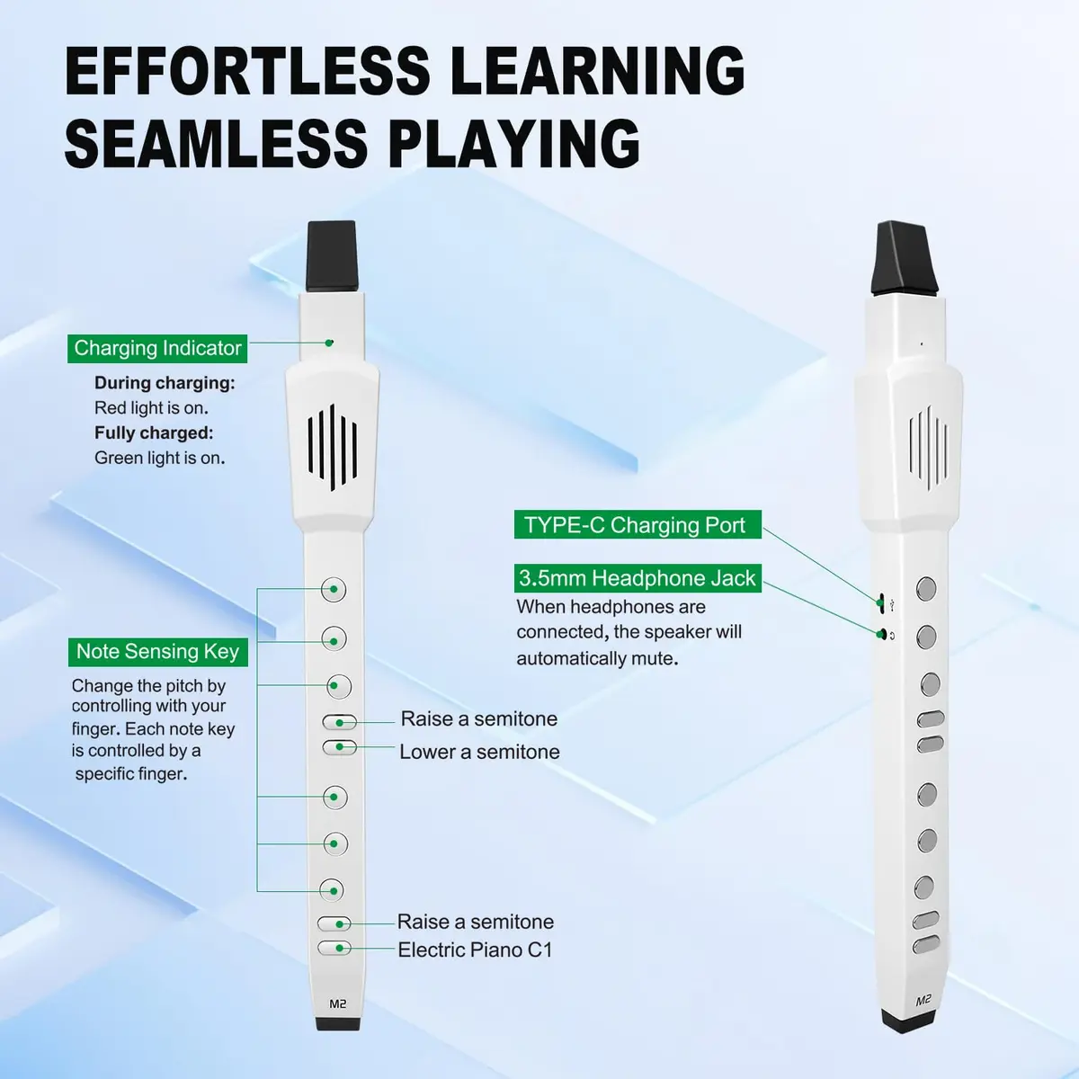 EX M2 Digital Wind Instrument Electric Saxophone 12 Tones 3 Modes White - view 6