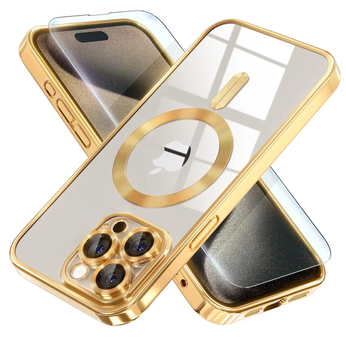 Misea Magnetic for iPhone 15 Pro Max Case Compatible with MagSafe Gold | Crystal Clear, Military Drop & Yellowing Resistant - main product image