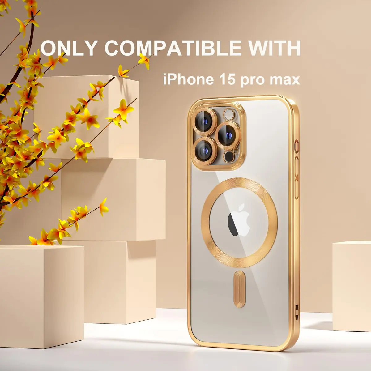 Misea Magnetic for iPhone 15 Pro Max Case Compatible with MagSafe Gold | Crystal Clear, Military Drop & Yellowing Resistant - view 2