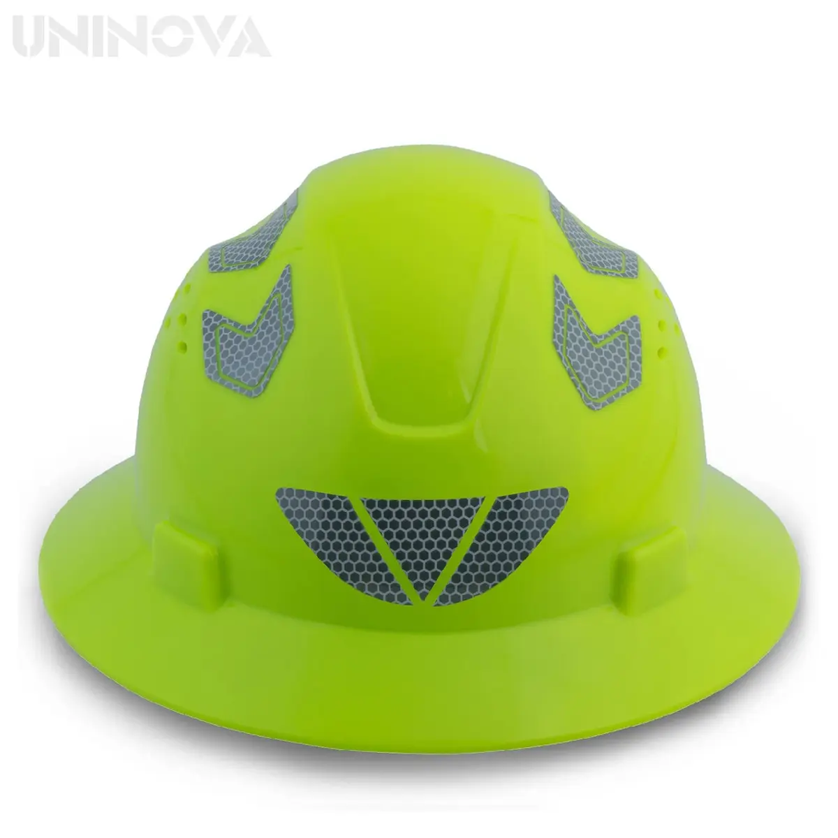 UNINOVA Full Brim Hard Hat ANSI Approved OSHA Vented Safety Helmet for Construction, Green | Impact & Sun Protection - main product image