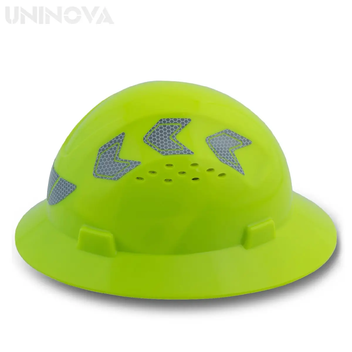 UNINOVA Full Brim Hard Hat ANSI Approved OSHA Vented Safety Helmet for Construction, Green | Impact & Sun Protection - view 2