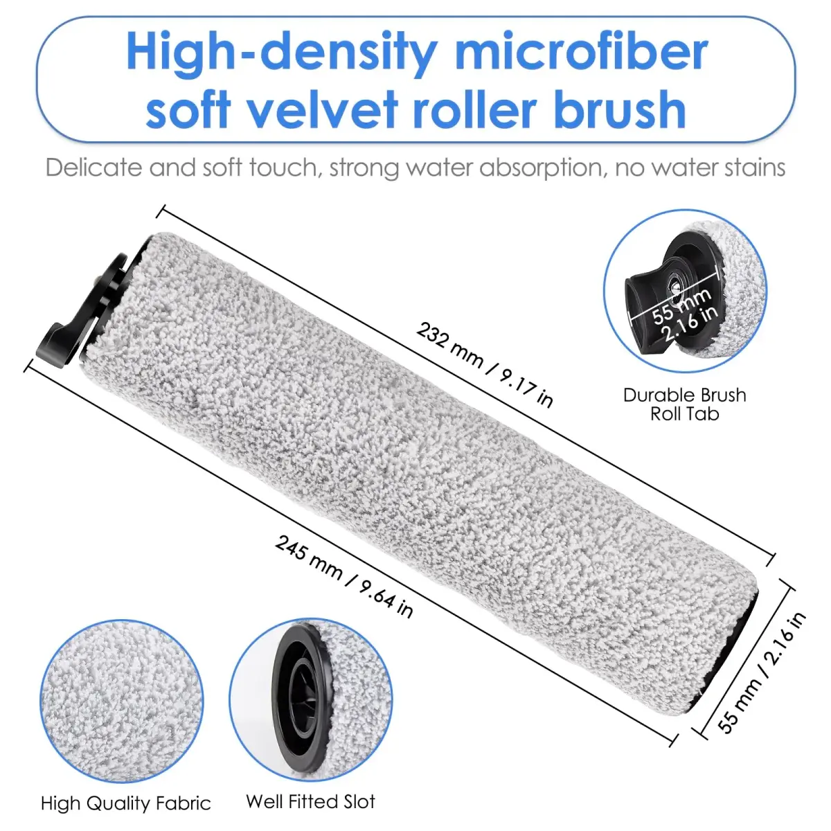 MIBUMIKI Replacement Brush Rollers for Tineco iFloor 3/S3/iFloor 2 | 5 Pieces, Microfiber Soft Bristles - view 2