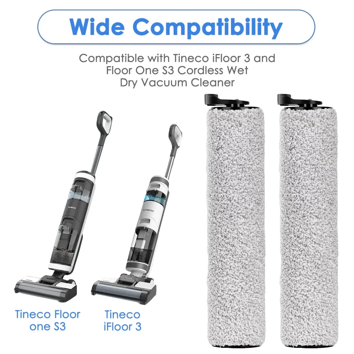 MIBUMIKI Replacement Brush Rollers for Tineco iFloor 3/S3/iFloor 2 | 5 Pieces, Microfiber Soft Bristles - view 3