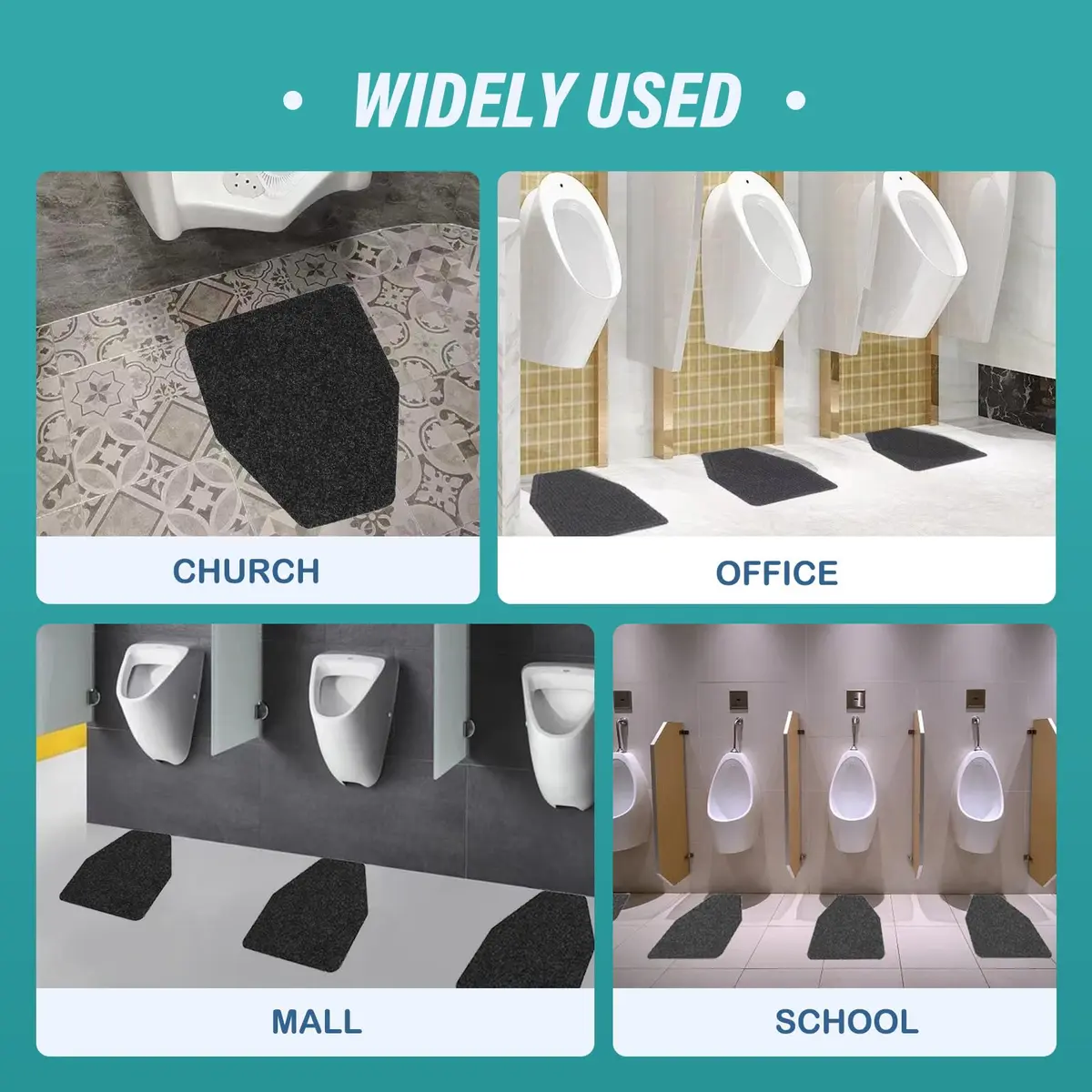 CHONOVO Urinal Mat 12 Pack 43x52cm (17.7"x20.5") | Non-Slip Absorbent Floor Pad for Commercial Restrooms - view 7