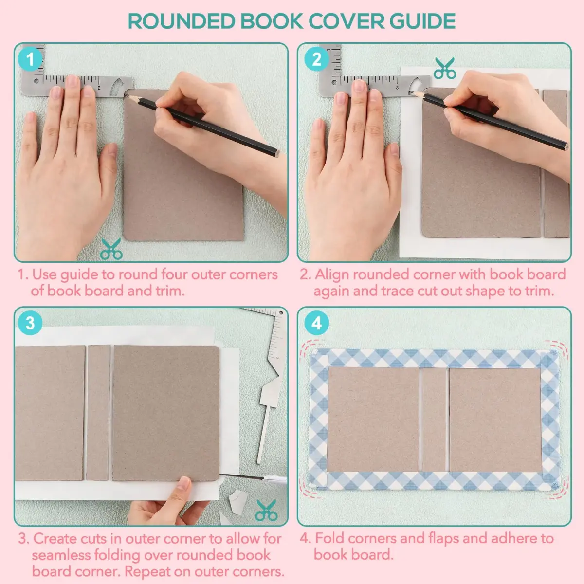 BAOFALI 5-in-1 Book Cover Guide Tool 19.6cm x 10.2cm | Stainless Steel Metal for DIY Bookbinding - view 4
