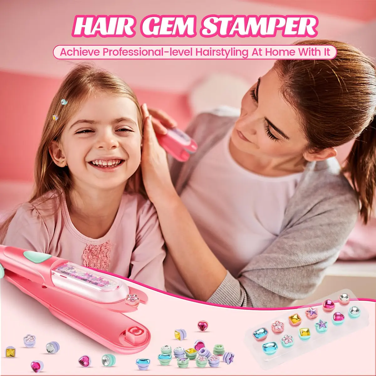 kidzkube Hair Gem Stamper Kit with 24 Diamonds & Reusable Gems | Easy to Use for Kids Ages 3-12 - view 5