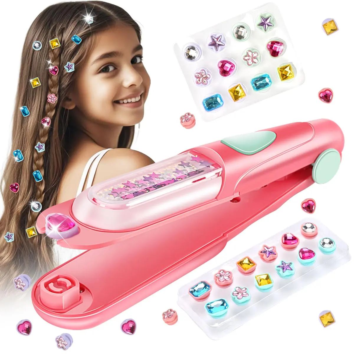 kidzkube Hair Gem Stamper Kit with 24 Diamonds & Reusable Gems | Easy to Use for Kids Ages 3-12 - main product image