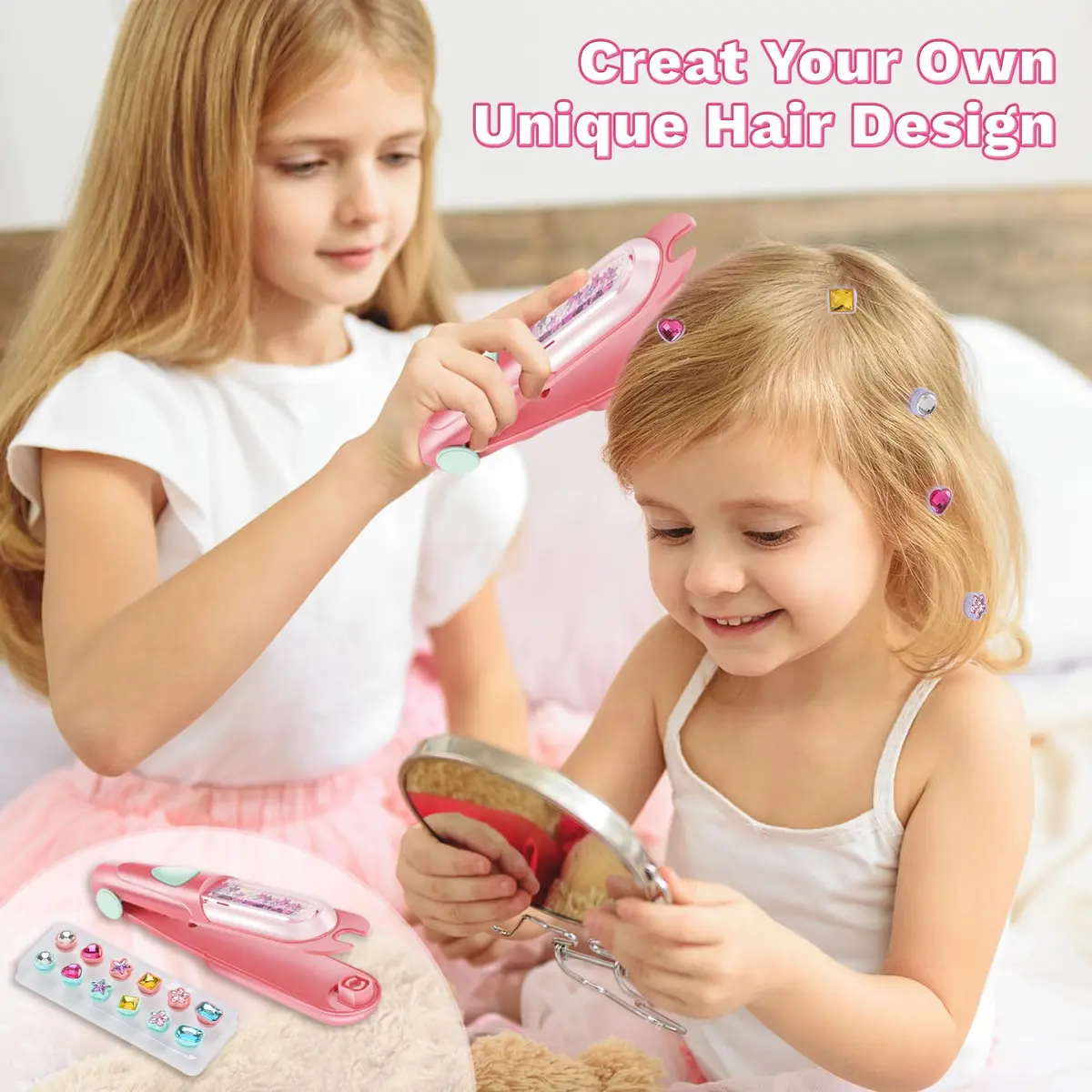 kidzkube Hair Gem Stamper Kit with 24 Diamonds & Reusable Gems | Easy to Use for Kids Ages 3-12 - view 2