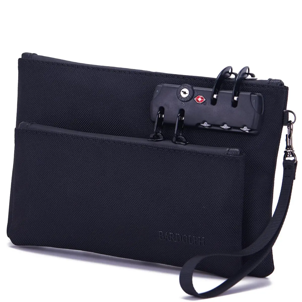 BARDOLPH Locking Money Bag with 3-Digit Code Lock, Small, Black | Secure Storage for Cash, Passports, Documents - main product image