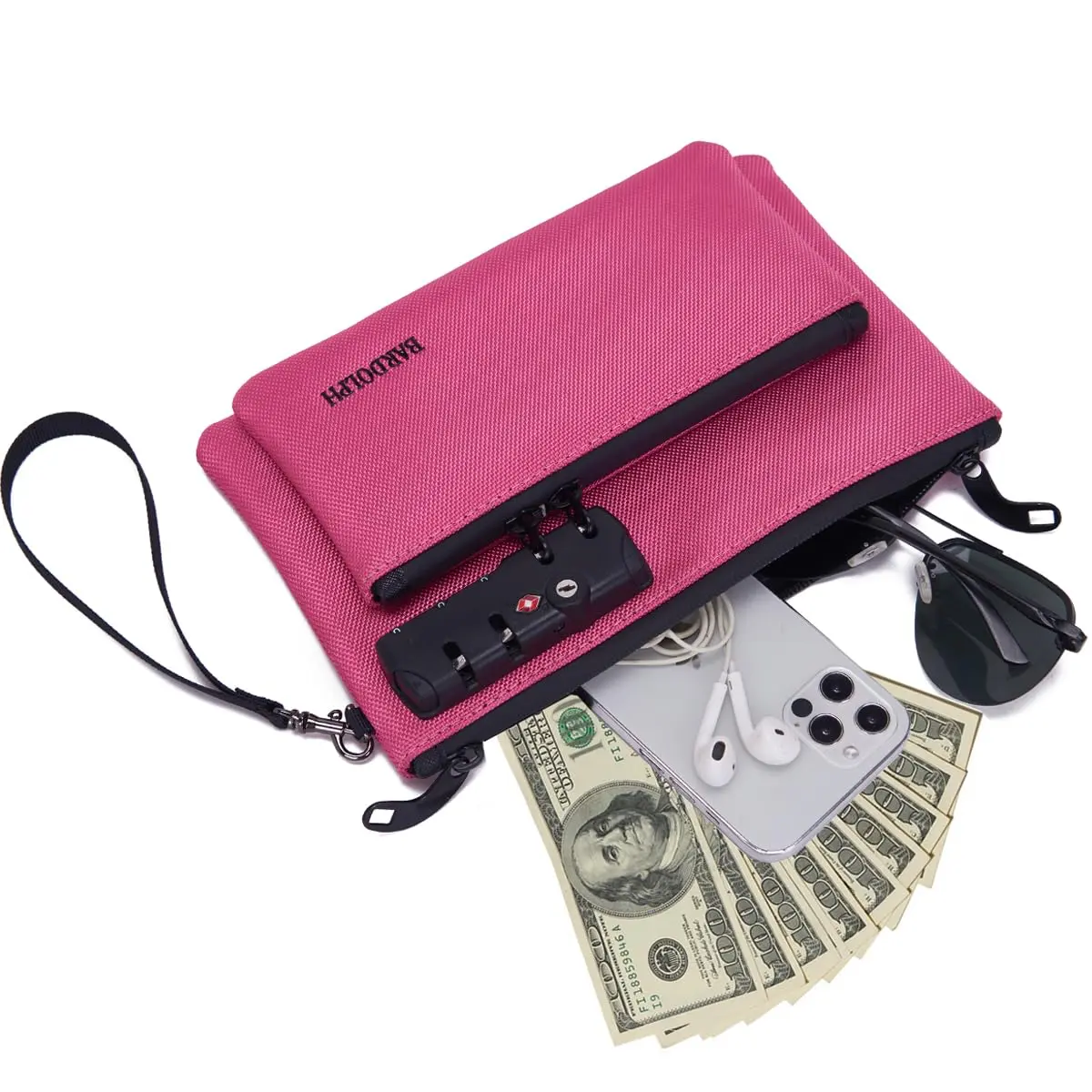 BARDOLPH Money Bag with Lock, Double Layer, Water-Resistant Nylon, 24cm x 16cm | Secure Cash & Valuables - view 3