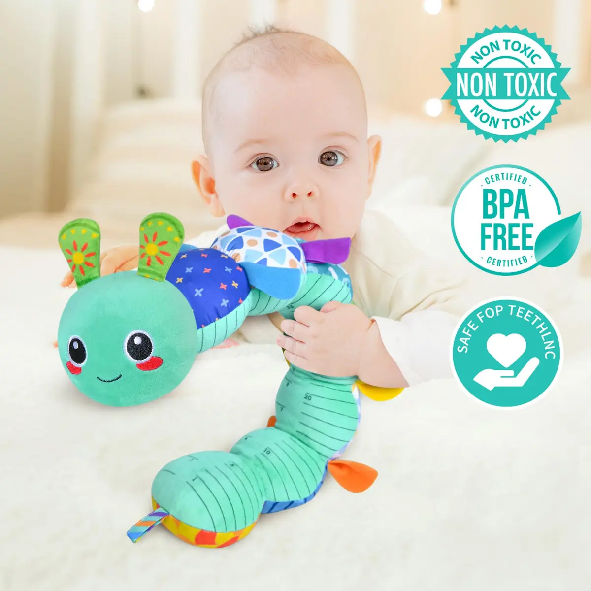 KMUYSL Baby Sensory Caterpillar Toy for 0-12 Months | Soft Plush, Crinkle & Music - view 4