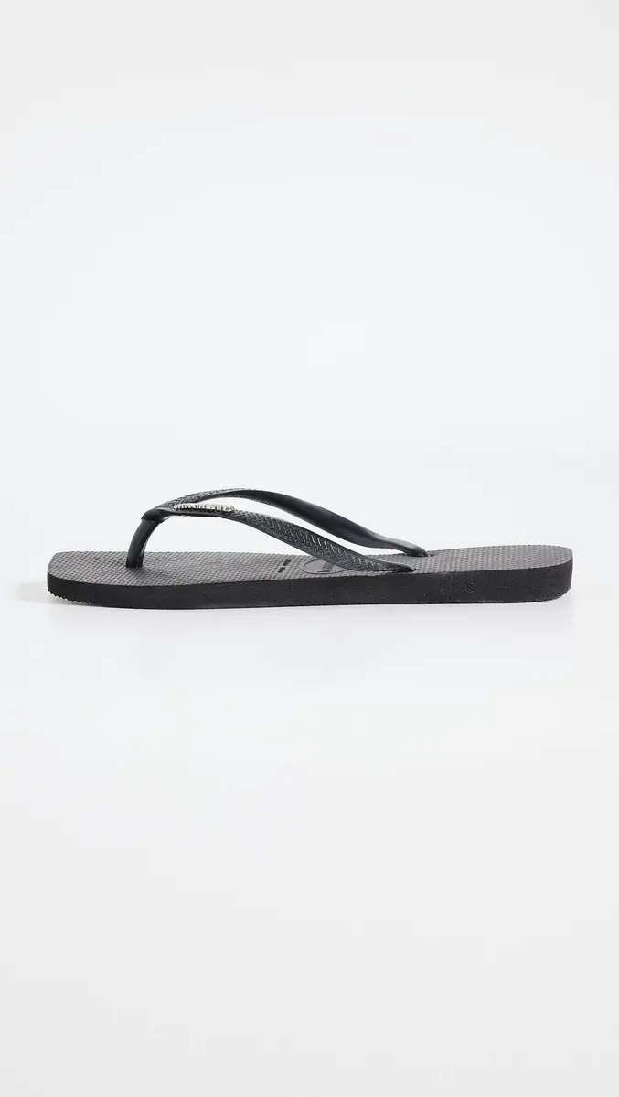 Havaianas Women's Slim Square Logo Flip Flops, Black/Silver, 6 Medium US | Rubber Slip-On Casual Footwear - view 5