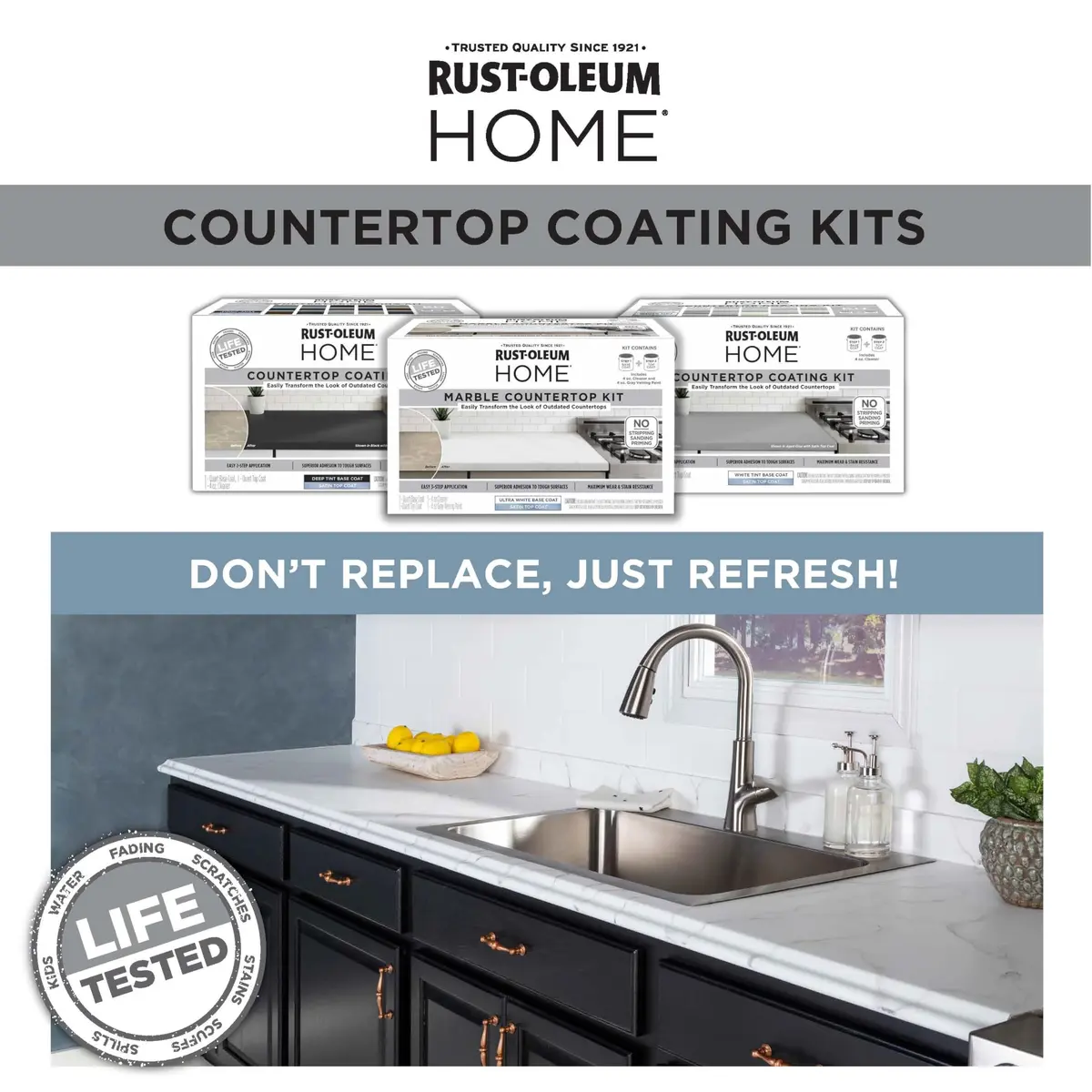 Rust-Oleum Home Marble White Countertop Coating Kit | Durable Water-Based Finish (70-120 chars) - view 7