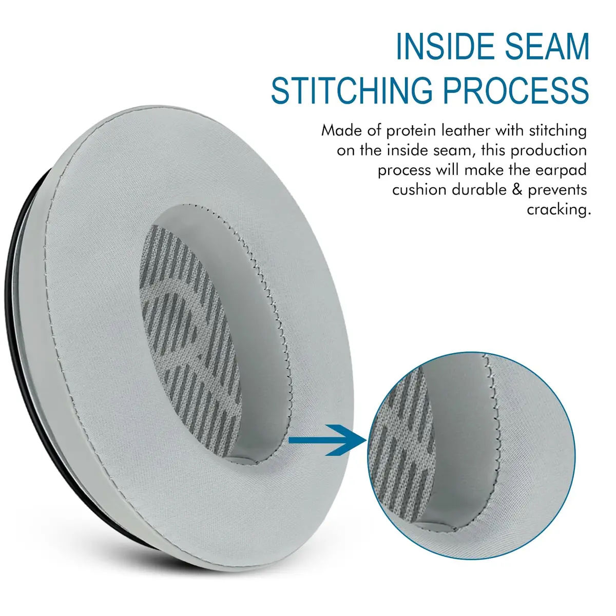 GEVO Cooling Gel Ear Pads for Bose QC35 & QC35ii (QuietComfort 35) - Silver | Breathable & Durable Comfort - view 5