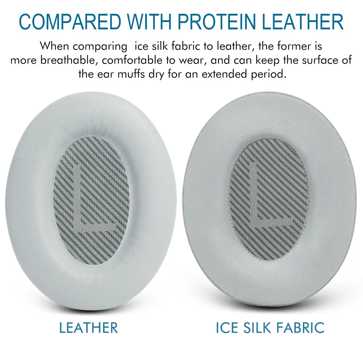 GEVO Cooling Gel Ear Pads for Bose QC35 & QC35ii (QuietComfort 35) - Silver | Breathable & Durable Comfort - view 7