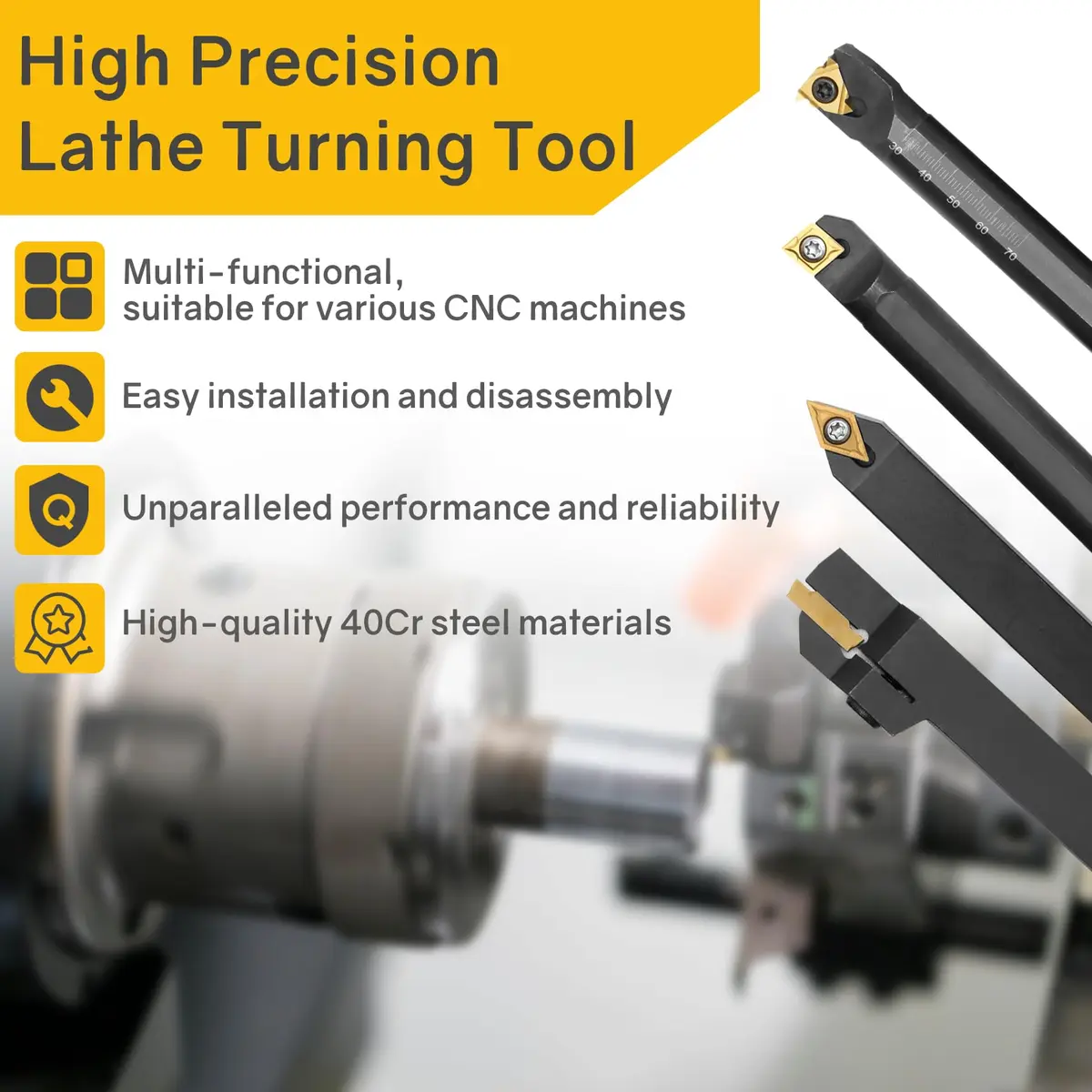 Joogto Indexable Lathe Turning Tool Kit 21Pcs 5/8'' 16mm Shank | Precision Metalworking Set - view 7