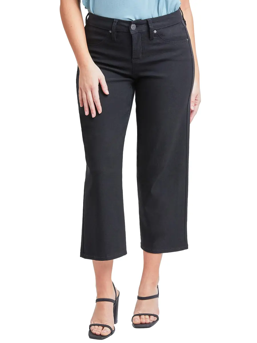 Royalty For Me Women's Hyperstretch High Rise Wide Leg Flood Pants, Black, M | All-Day Comfort & Curves - main product image