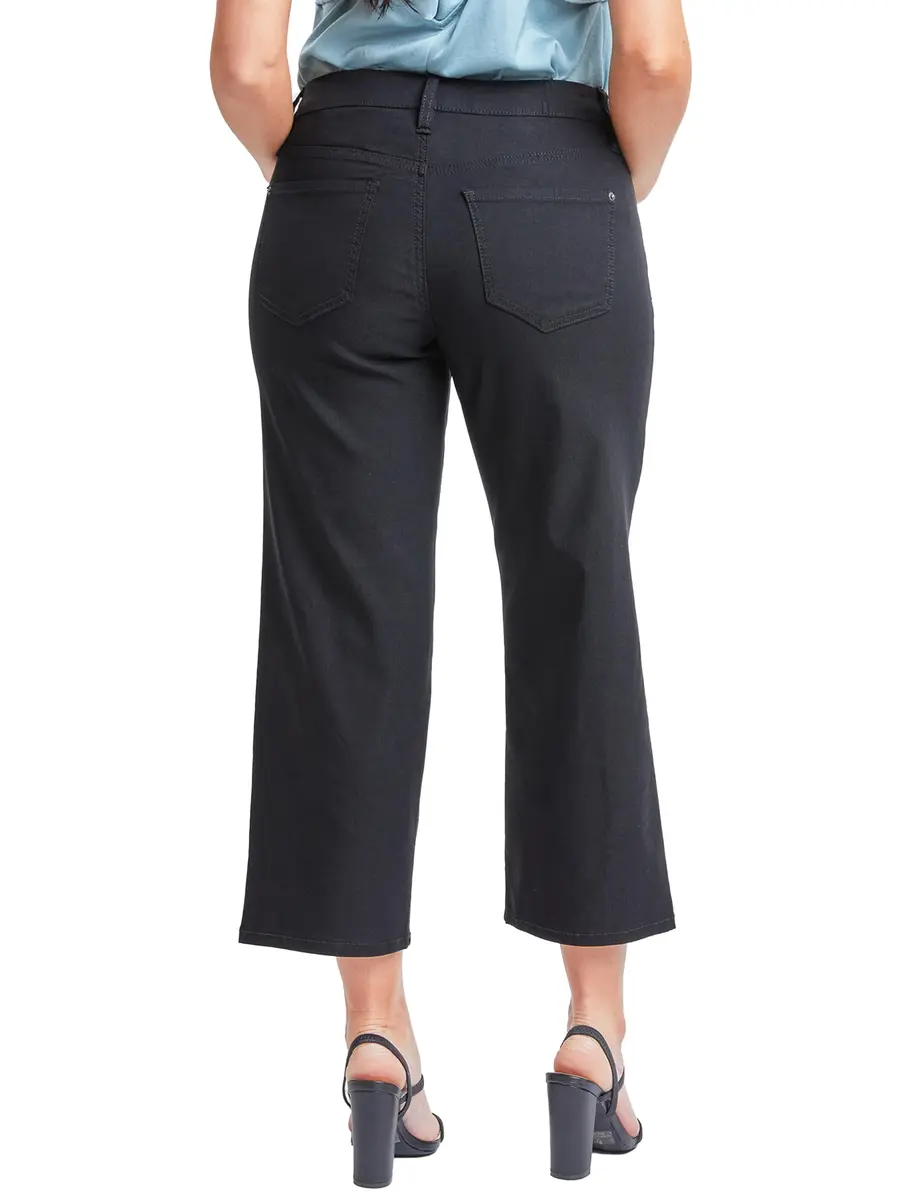 Royalty For Me Women's Hyperstretch High Rise Wide Leg Flood Pants, Black, M | All-Day Comfort & Curves - view 2