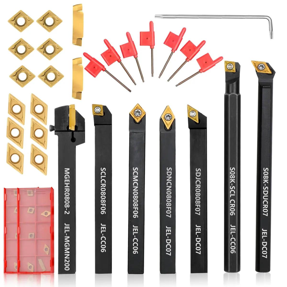 Joogto Indexable Lathe Turning Tool Kit 21Pcs 5/16" 8mm Shank | Precision Metalworking Set - main product image