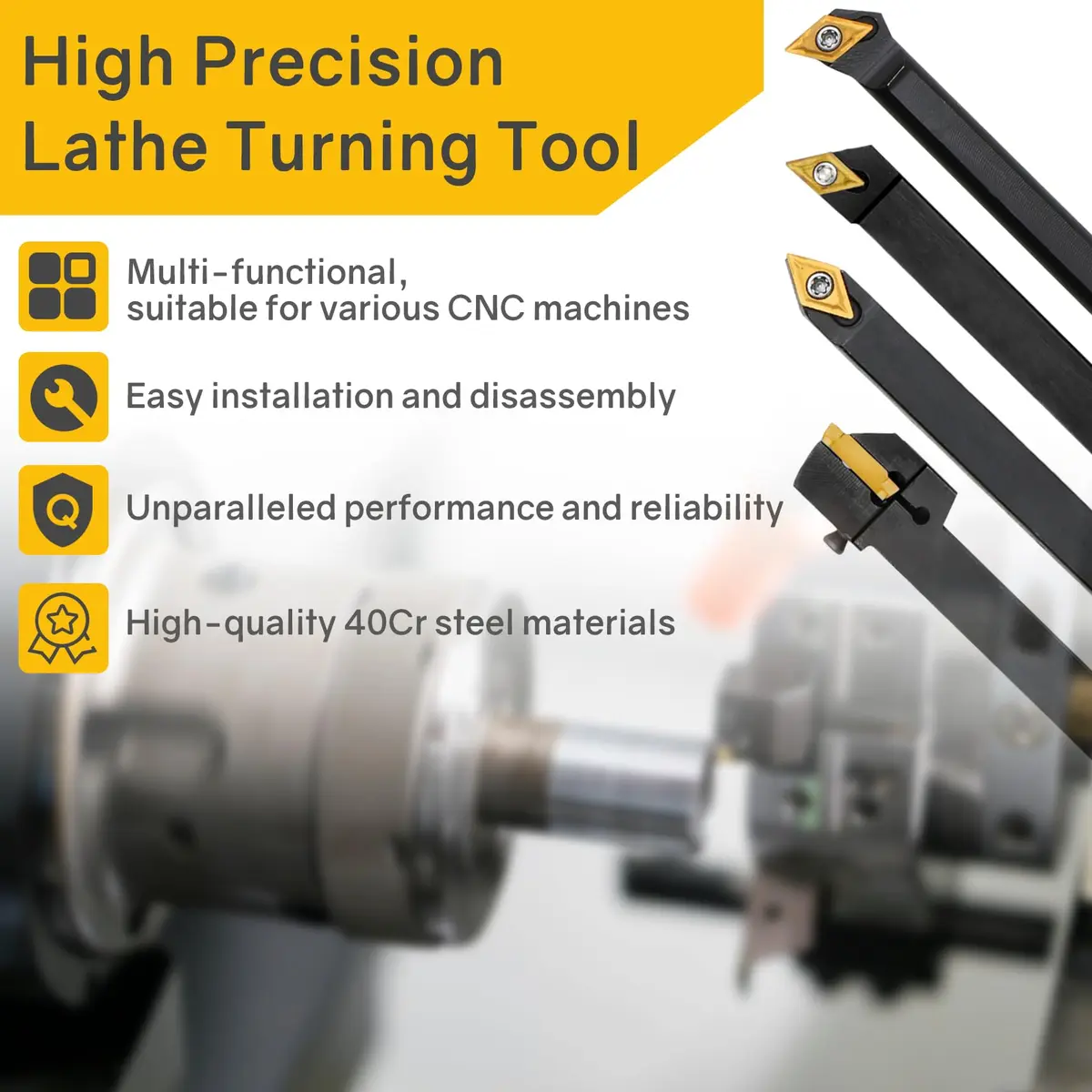 Joogto Indexable Lathe Turning Tool Kit 21Pcs 5/16" 8mm Shank | Precision Metalworking Set - view 7