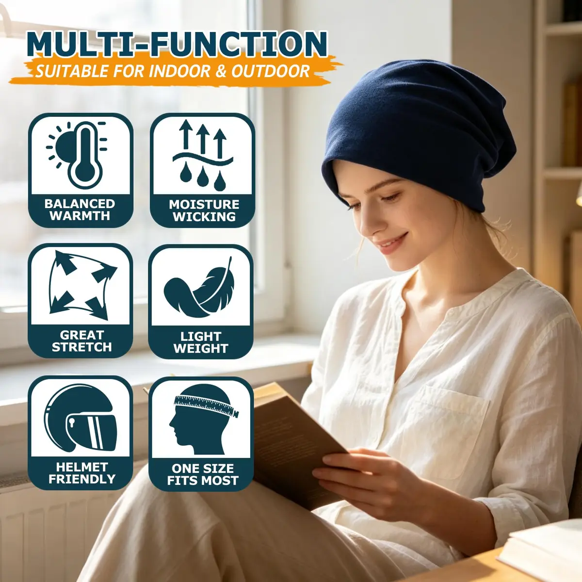 EINSKEY Slouchy Beanie for Men Women | Cotton, UV Protection, One Size - view 5