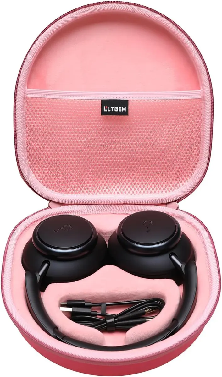 L LTGEM Hard Case for Anker Soundcore Q30/Q20i/Q45/Space One Pro Headphones, Pink | Waterproof & Shockproof Travel Cover - main product image